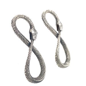 Ouroboros Infinity Python Earrings in Solid Sterling Silver or 14k Gold - Snake Serpent Jewelry