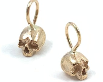 Tiny Skully Pendant in Solid Sterling Silver or 14k Gold - Charm Jewelry