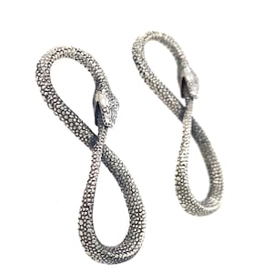 Ouroboros Infinity Python Earrings in Solid Sterling Silver or 14k Gold - Snake Serpent Jewelry
