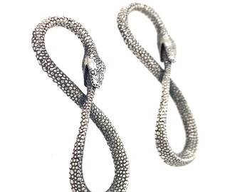 Ouroboros Infinity Python Earrings in Solid Sterling Silver or 14k Gold - Snake Serpent Jewelry