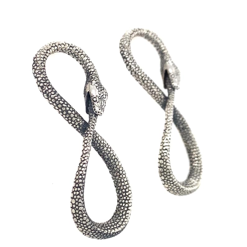 Ouroboros Infinity Python Earrings in Solid Sterling Silver or 14k Gold - Snake Serpent Jewelry image 1