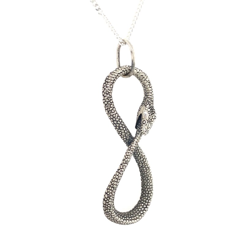 Pingente Ouroboros Infinito Python em Prata de Lei Maciça ou Ouro 14k - Joia Serpente imagem 4