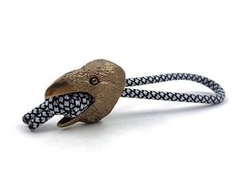 Bronze Raven Bead Keychain, Zipper Pull, Lanyard Bead - Bird Corvid Crow