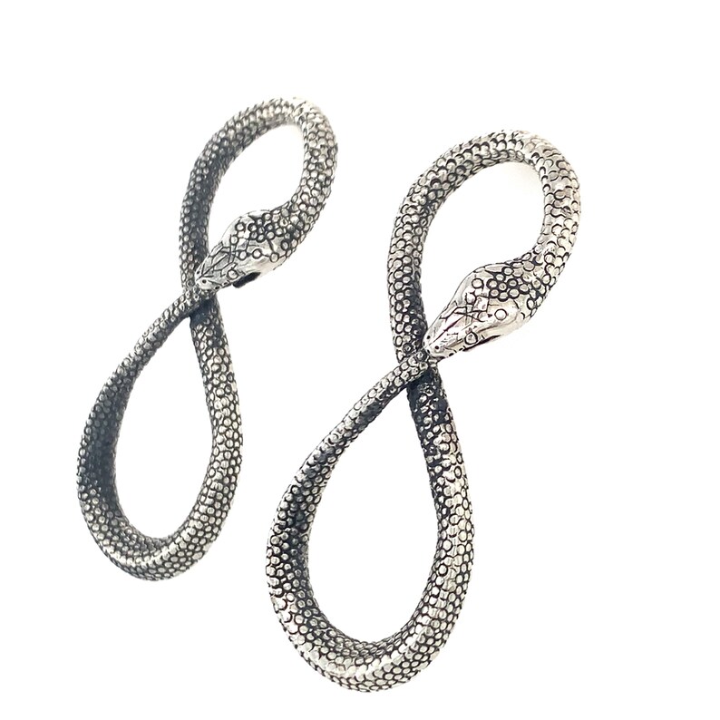 Boucles d'oreilles python Ouroboros Infinity en argent sterling massif ou or 14 carats - Bijoux serpent serpent image 5