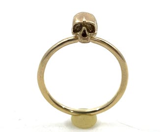 Skully Ring in Solid Sterling Silver or 14k Gold - Memento Mori Jewelry