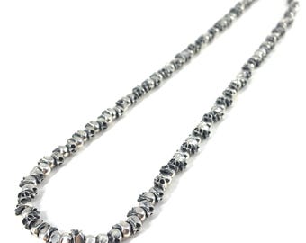 Skull Bead Catacomb Necklace in Solid Sterling Silver or 14k Gold - Memento Mori Jewelry
