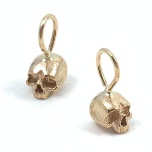 Tiny Skully Pendant in Solid Sterling Silver or 14k Gold - Charm Jewelry