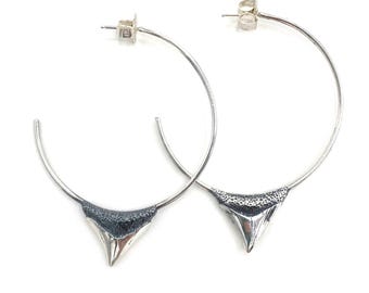 Créoles dents de requin en argent sterling massif ou or 14 carats