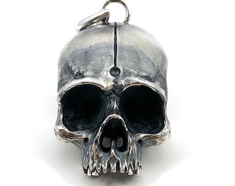 Grote schedelhanger in massief sterlingzilver of 14k goud - Memento Mori Jewelry