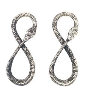 Boucles d'oreilles python Ouroboros Infinity en argent sterling massif ou or 14 carats - Bijoux serpent serpent image 3
