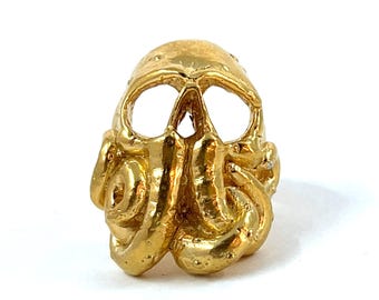 Bague Cthulhu en argent sterling massif avec or vermeil, taille 8,25