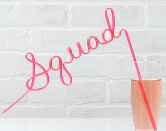 Pink Squad Straw, Bachelorette Party Favor, Bachelorette Party Gifts, Bridal Party Gifts, Bachelorette Party Decorations, Bridesmaid Straws