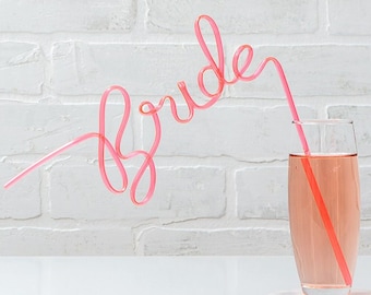 Pink Bride Straw, Bachelorette Party Favor, Gift for Bride, Bachelorette Party Gifts, Bridal Party Gifts, Bachelorette Party Decorations
