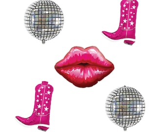 Disco Cowgirl Balloons, Disco Ball Balloons, Cowgirl Boots Balloons, Last Rodeo, Nashville Bachelorette, Nash Bash, Giddy Up, Last Disco