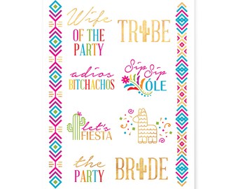 Fiesta Bachelorette Party Tattoos, Fiesta Tattoos, Bachelorette Party Favors, Fiesta Bachelorette Party Decorations, Bridesmaid Gifts