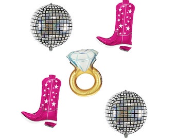 Disco Cowgirl Balloons, Disco Ball Balloons, Cowgirl Boots Balloons, Last Rodeo, Nashville Bachelorette, Nash Bash, Giddy Up, Last Disco