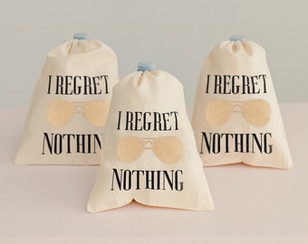 Bachelorette Party Favors, Hangover Kit Bags, I Regret Nothing, Bridesmaid Gift, Survival Kit Bags, Bachelorette Recovery Kit, Party Favors