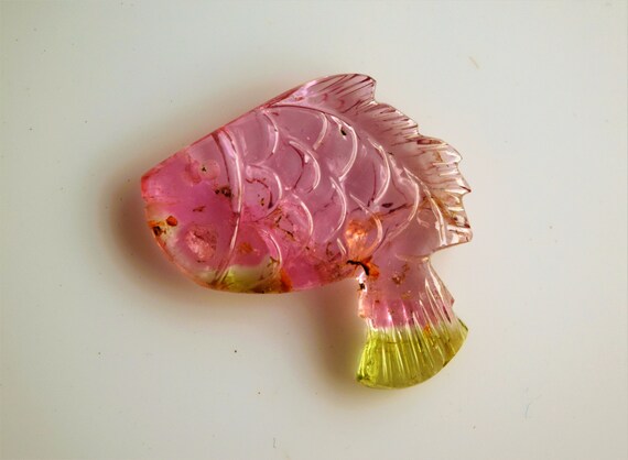 Top Fish Carvings AAA Quality Pink Tourmaline Fish Carvings Tourmaline Carving