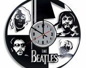 The Beatles Vinyl Clock - Music Band Art Home Room Kitchen Wall Handmade Decor - Original Birthday Wedding Christmas Present Gift Idea