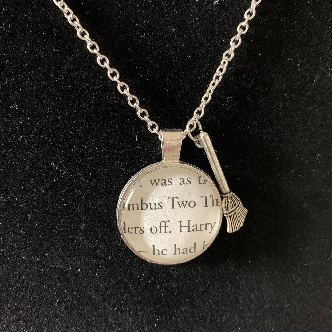 Harry Potter Nimbus Two Thousand Broom Book Necklace Etsy