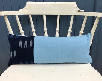 Blue Japan, Japanese pillow, ready to ship pillow, indigo pillow, ikat pillow, kasuri pillow, Japanese ikat pillow, blue pillow