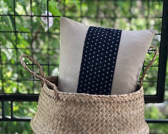 Japanese pillow, linen pillow cover, Japanese fabric, indigo pillow, Japanese cushion, linen cushion