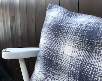 Grey check pillow cover, wool pillow, farm house pillow, 20x20, menstyle pillow, wool cushion, grey wool pillow