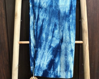 Shibori table runner,tie dye tablecloth,indigo runner, wabi sabi runner, indigo tablecloth, tie dye table runner, ready to ship