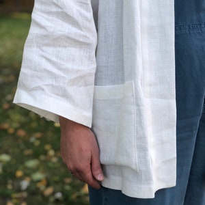 Oversized kimono jacket,noragi,ecru linen kimono jacket,kimono jacket, linen kimono jacket