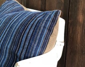 Japanese kasuri pillow, indigo throw pillow, Japanese pillow, indigo cushion, wabi sabi pillow,ikat cushion,ikat pillow, Japanese kakishibu