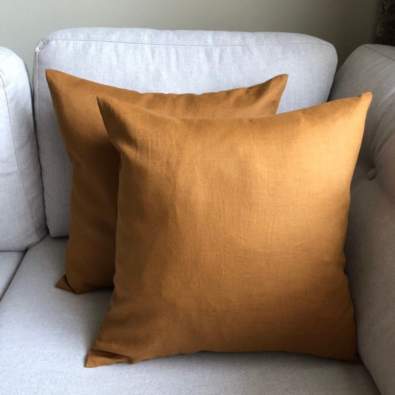 Mustard linen pillow cover mustard linen throw pillow linen Etsy