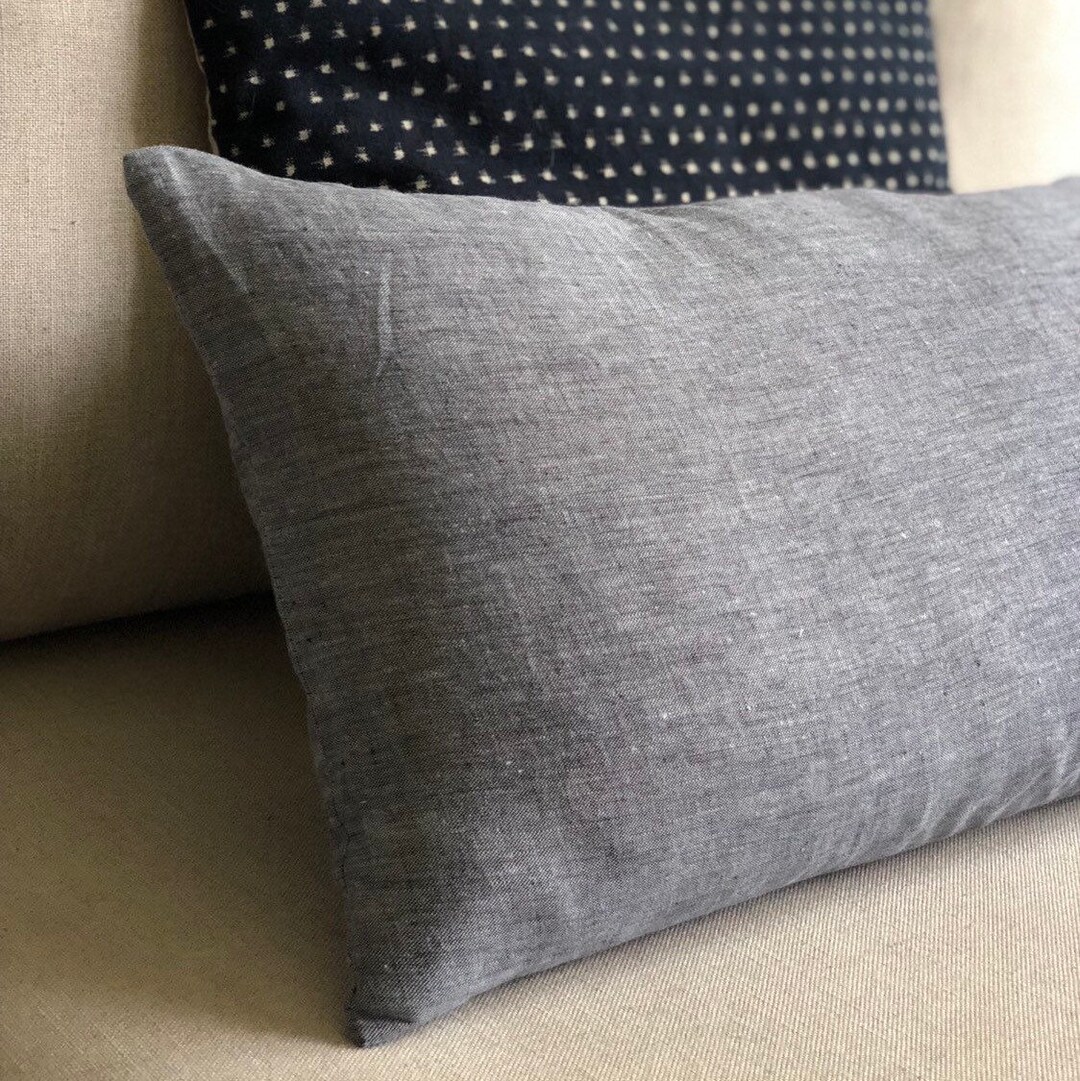 Linen Pillow Cover, Blue Linen Throw Pillow, Linen Cushion Cover, Linen