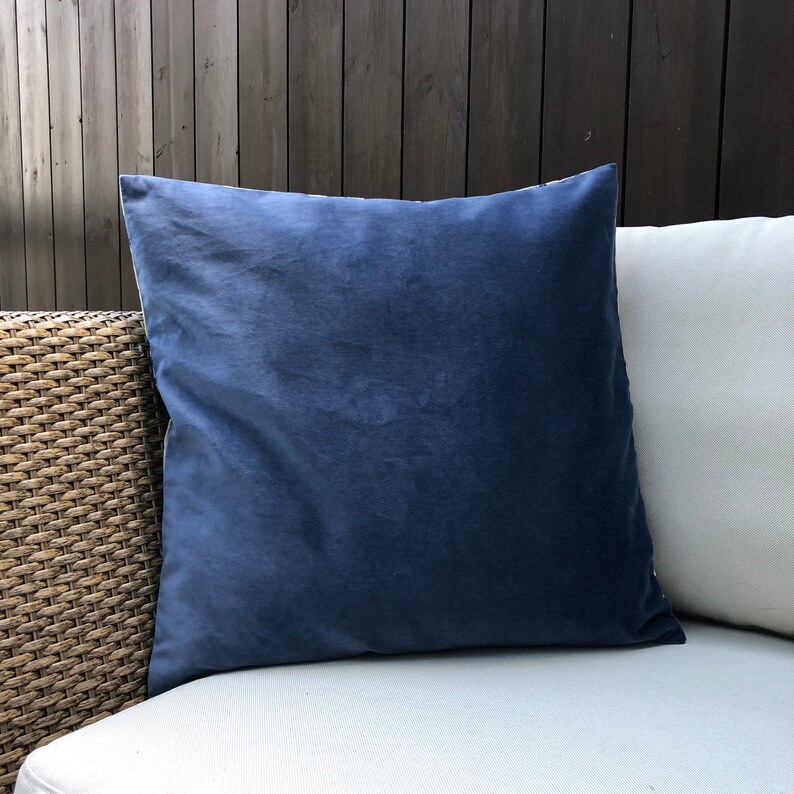 Blue velvet pillow cover lumbar pillow smokey blue velvet Etsy