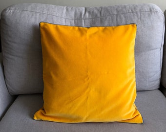 Yellow velvet pillow cover, velvet cushion, velvet throw pillow, yellow cushion, yellow velvet pillow