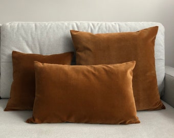 Caramel velvet pillow cover, Velvet pillow, velvet cushion, caramel cushion, copper velvet pillow