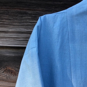 Noragi, modern kimono, indigo kimono, kimono jacket, haori, blue jacket, ikat jacket