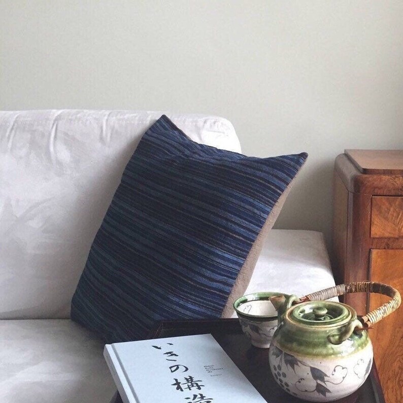 Japanese Kasuri Pillow Indigo Throw Pillow Japanese Pillow Etsy