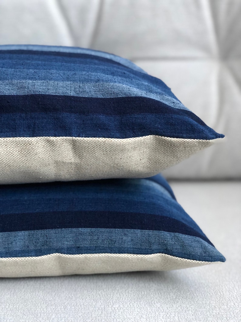 Indigo Pillow Japanese Kasuri Ikat Pillow Ready to Ship Etsy