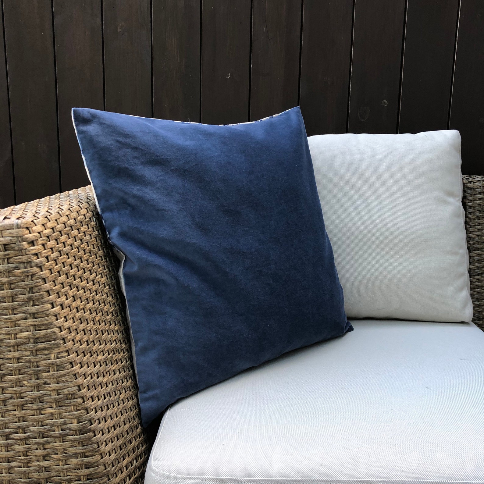 Blue velvet pillow cover lumbar pillow smokey blue velvet Etsy