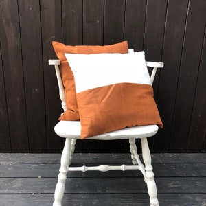 Poszewka na poduszkę Rust Linen: Dwukolorowa poduszka jesienna