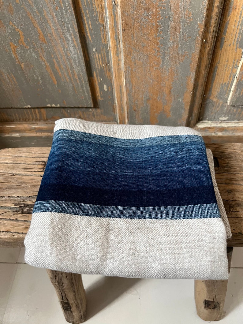 Linen pillow, kasuri pillow, linen ikat pillow, ready to ship pillow, wabisabi pillow cover,indigo pillow cover, sand linen pillow cover image 8