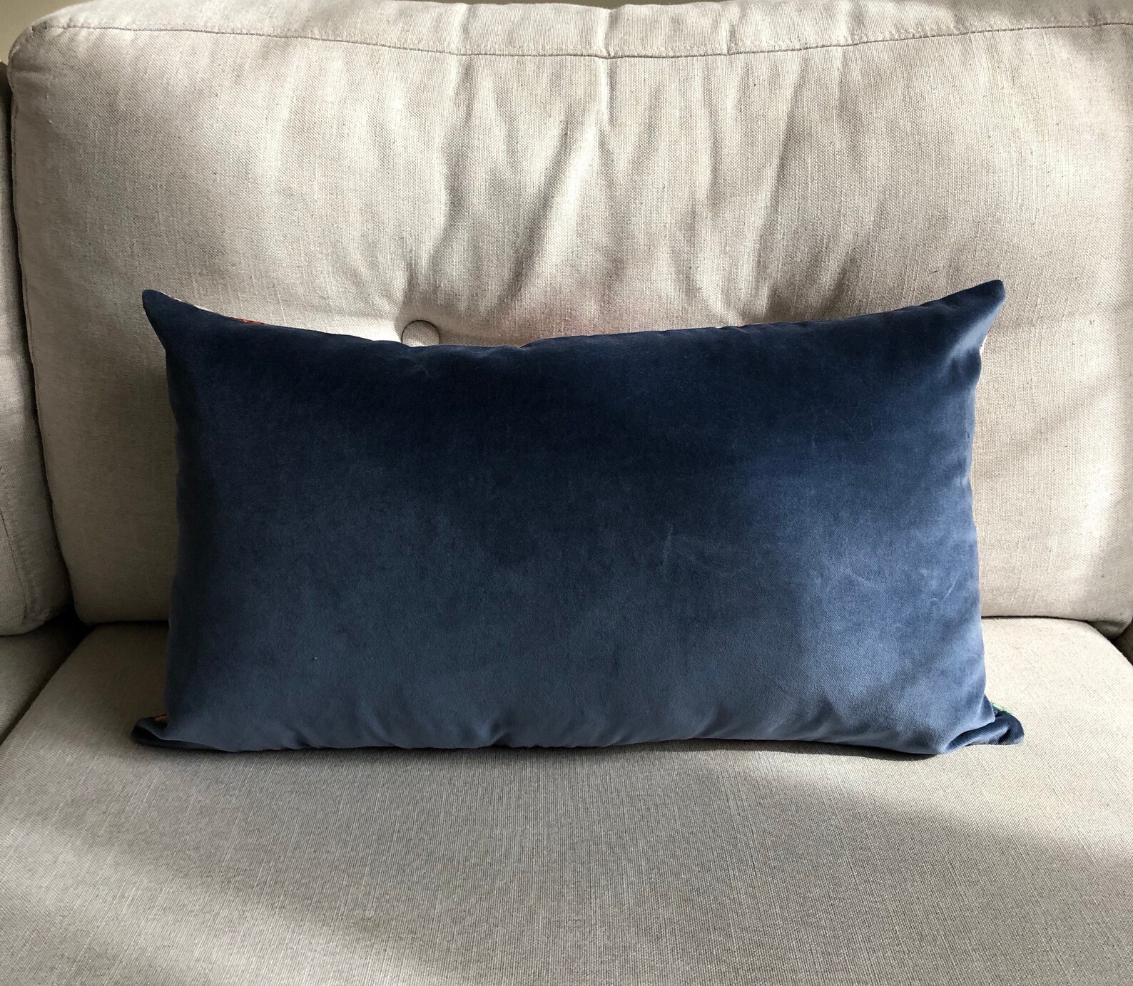 Blue velvet pillow cover lumbar pillow smokey blue velvet Etsy