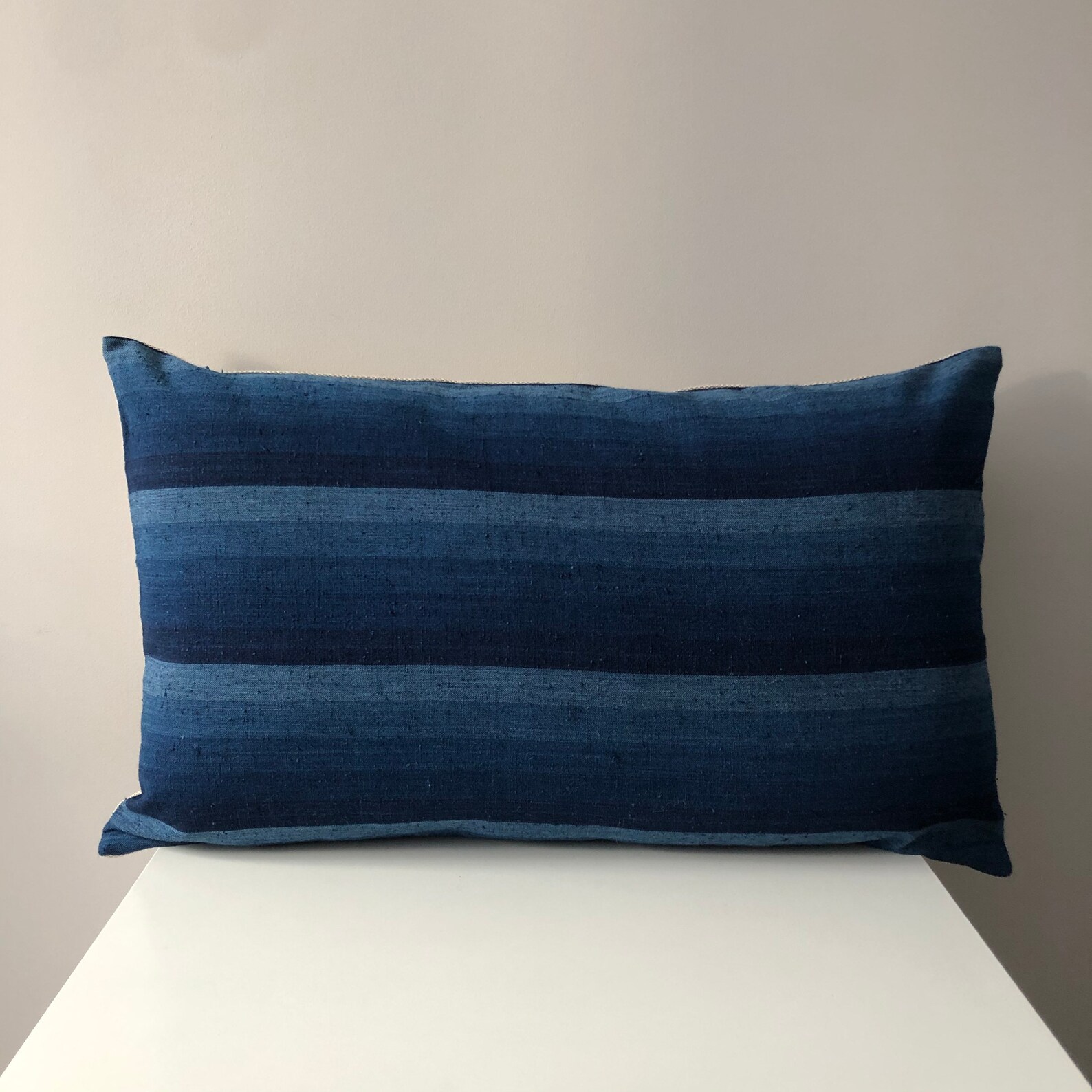 Indigo Pillow Japanese Kasuri Ikat Pillow Ready to Ship Etsy