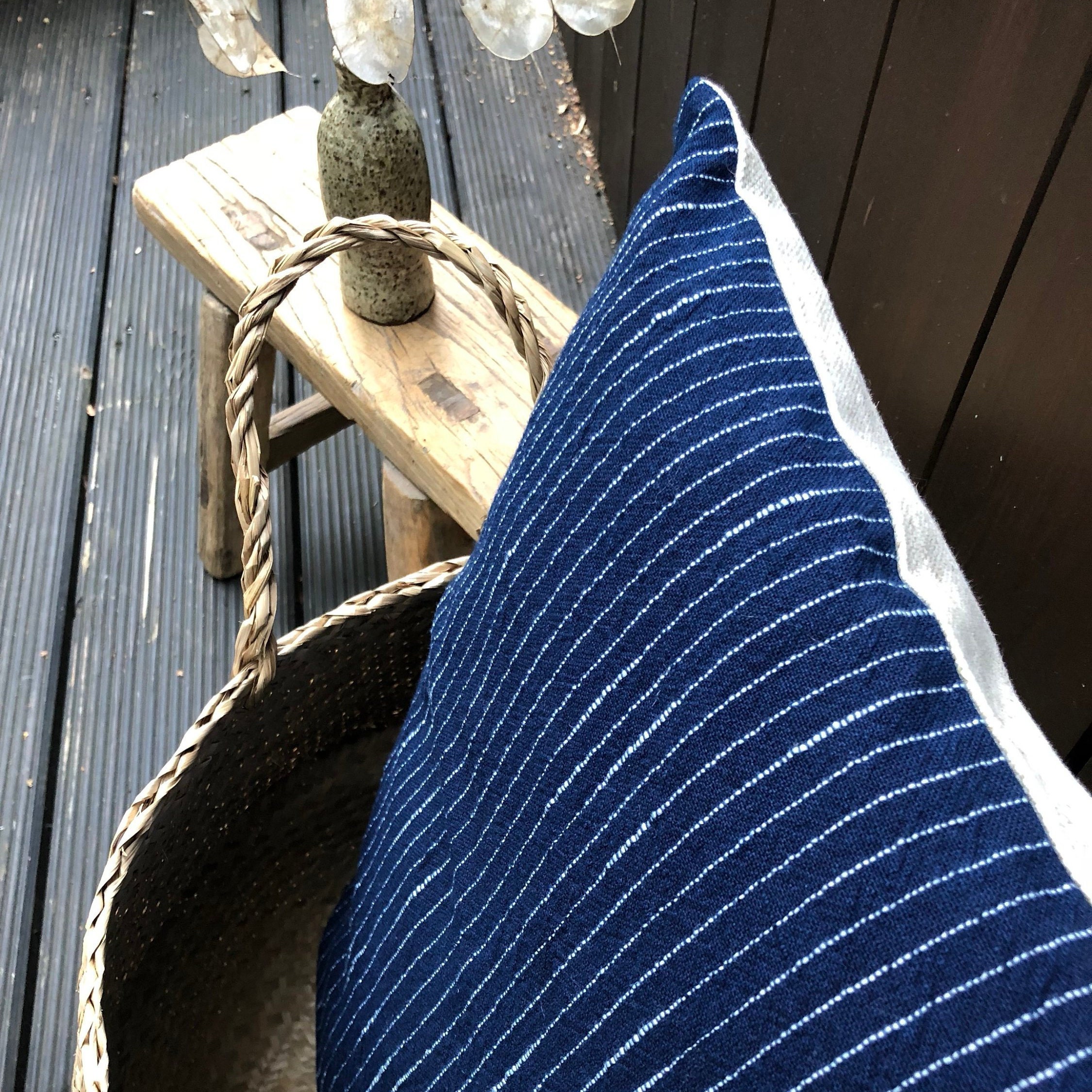 Japanese Pillow Cover Japanese Indigo Kasuri Pillow Navy Etsy