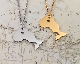 Ontario Map Necklace, We Love Ontario, Province Necklace, Canada Map Necklace, Cartography Gift, Geography Gift, No Place Like Home