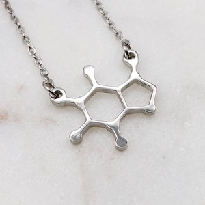 Caffeine Necklace, Chemistry Gift, Molecule Necklace, Molecule Jewelry, Coffee Gift, Tea Necklace, Chocolate Lover Gift image 3