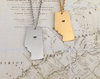 Alberta Map Necklace, We Love Alberta, Province Necklace, Calgary Necklace, Canada Map Necklace, Cartography Gift, Geography Gift