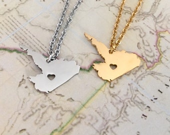 Labrador Map Necklace, Newfoundland and Labrador, Province Necklace, Canada Map Necklace, Maritime Gift, Cartography Gift, Geography Gift