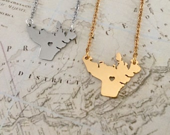 Nunavut Mainland Map Necklace, We Love Canada, Province Necklace, Territory Map, Canada Map Necklace, Cartography Gift, Geography Gift