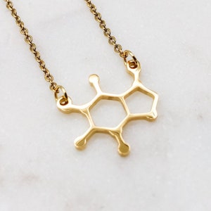 Caffeine Necklace, Chemistry Gift, Molecule Necklace, Molecule Jewelry, Coffee Gift, Tea Necklace, Chocolate Lover Gift image 4